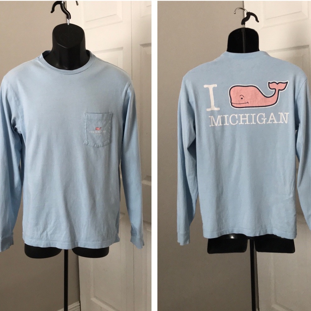 Vineyard Vines University of Michigan Blue Long Sleeve Tee | XS
